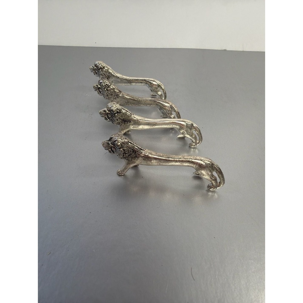 Vintage Silver Plated Lion Figurine Knife Rests - Set of 4‎
